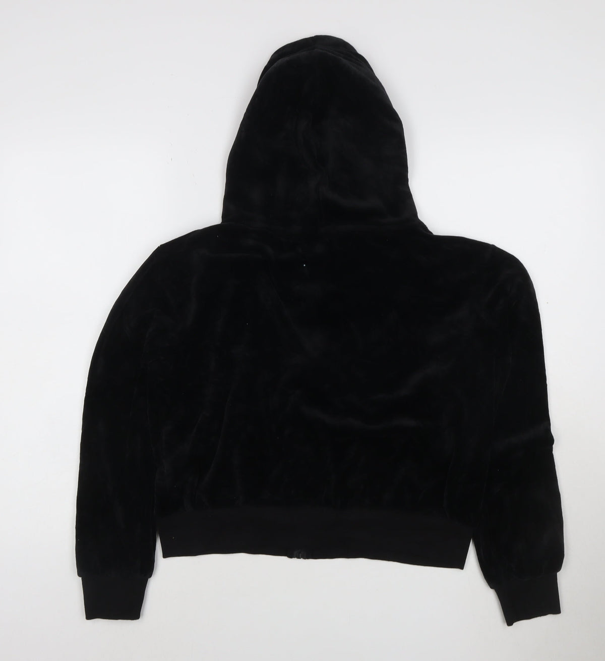 Boohoo Womens Black Velour Full Zip Hoodie UK 14