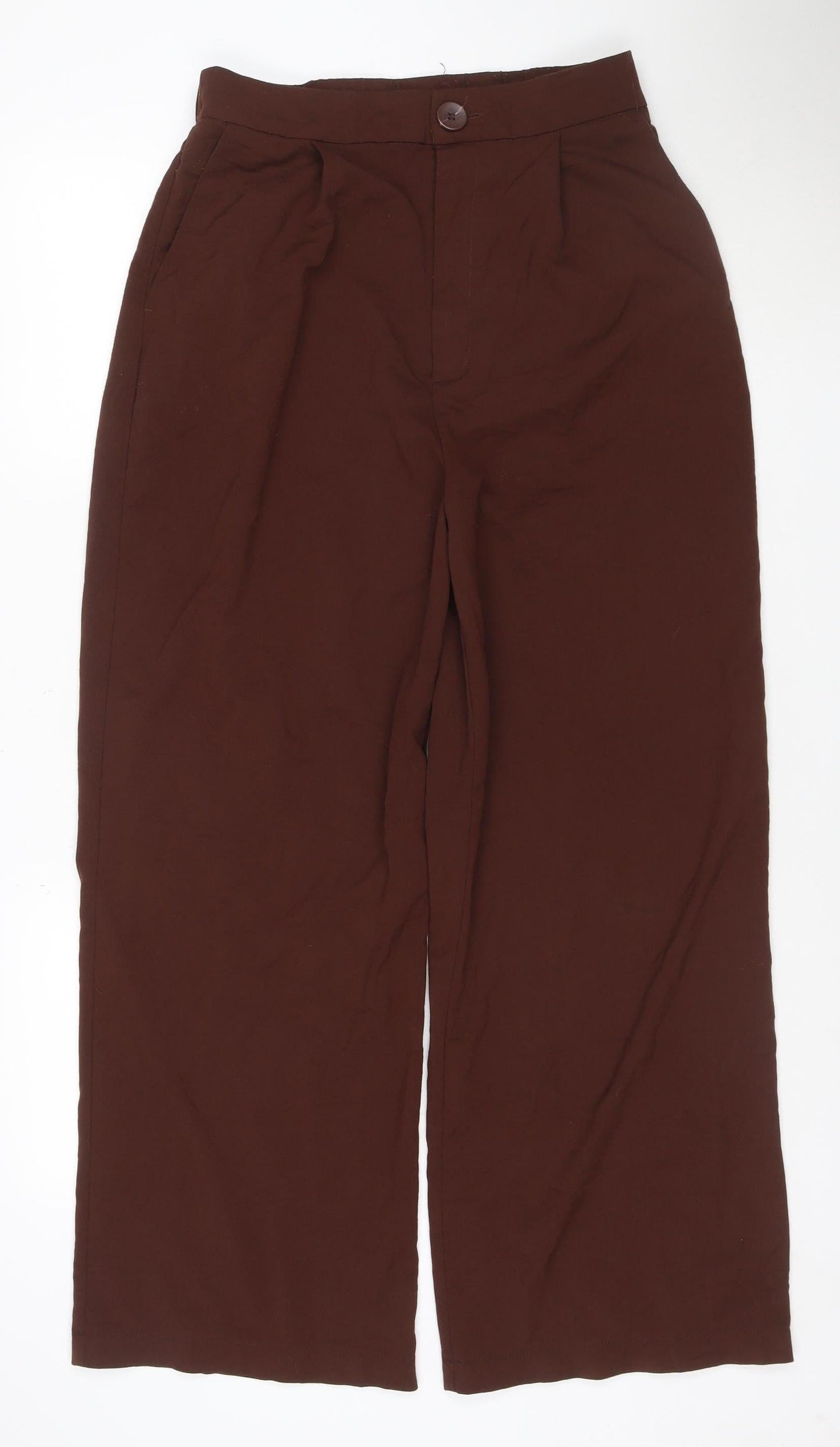 Stradivarius Women Brown Wide-Leg Trousers UK 14