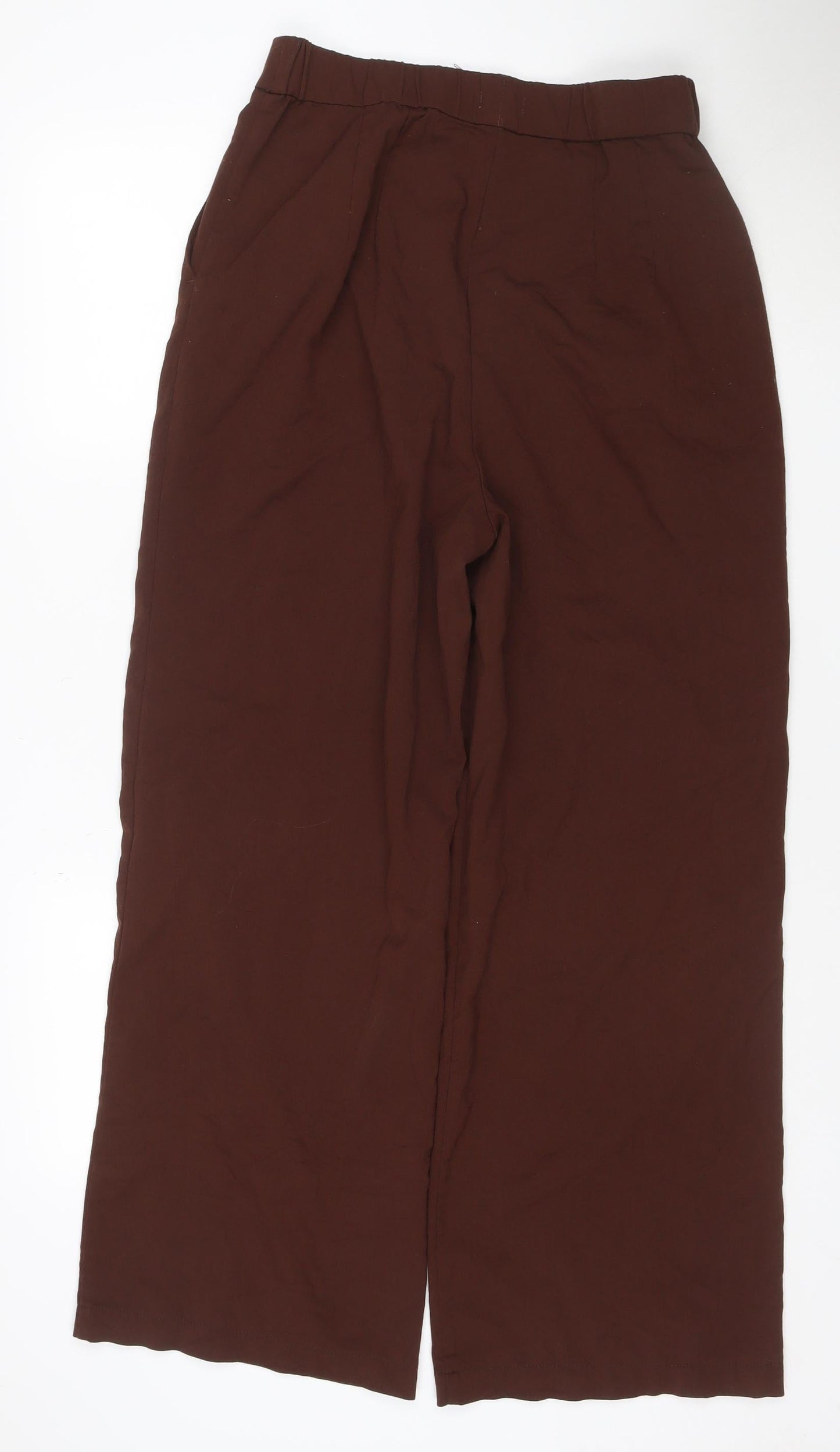Stradivarius Women Brown Wide-Leg Trousers UK 14
