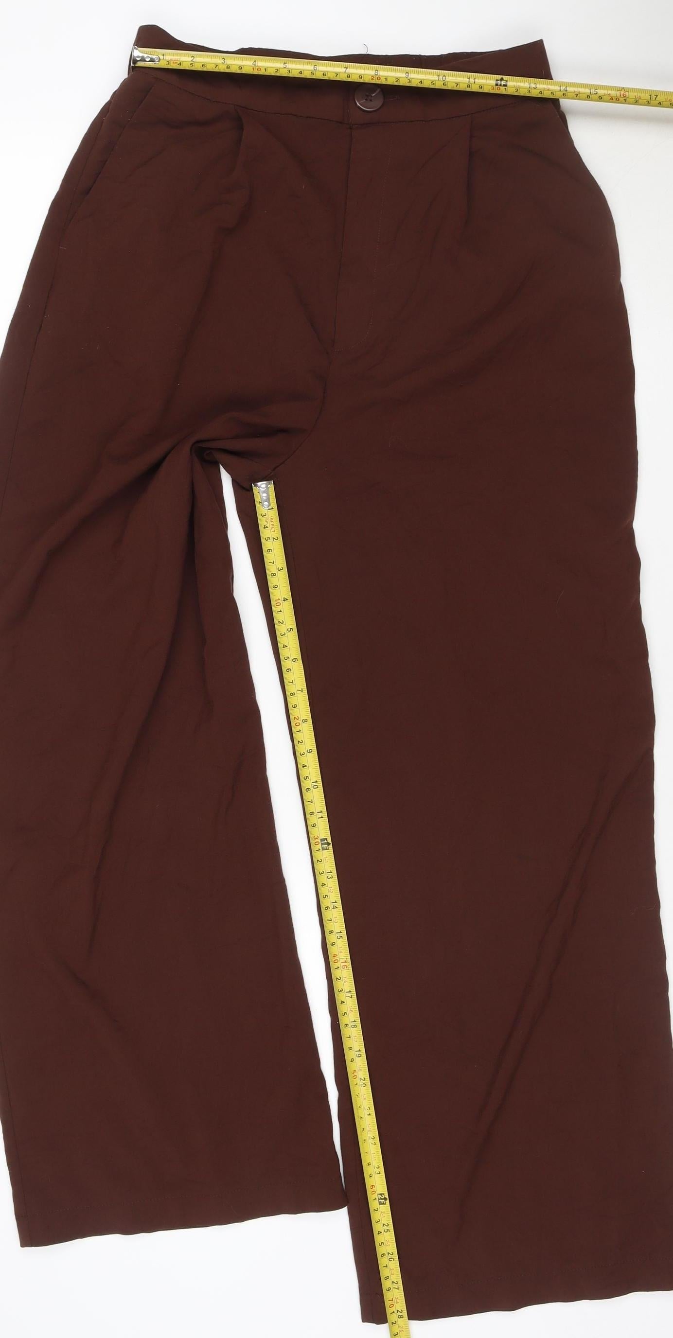 Stradivarius Women Brown Wide-Leg Trousers UK 14