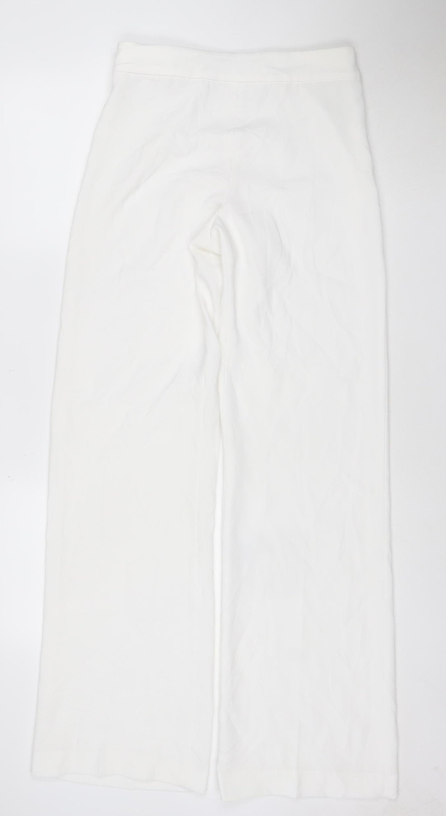 Zara Womens White Wide-Leg Trousers Size S Polyester