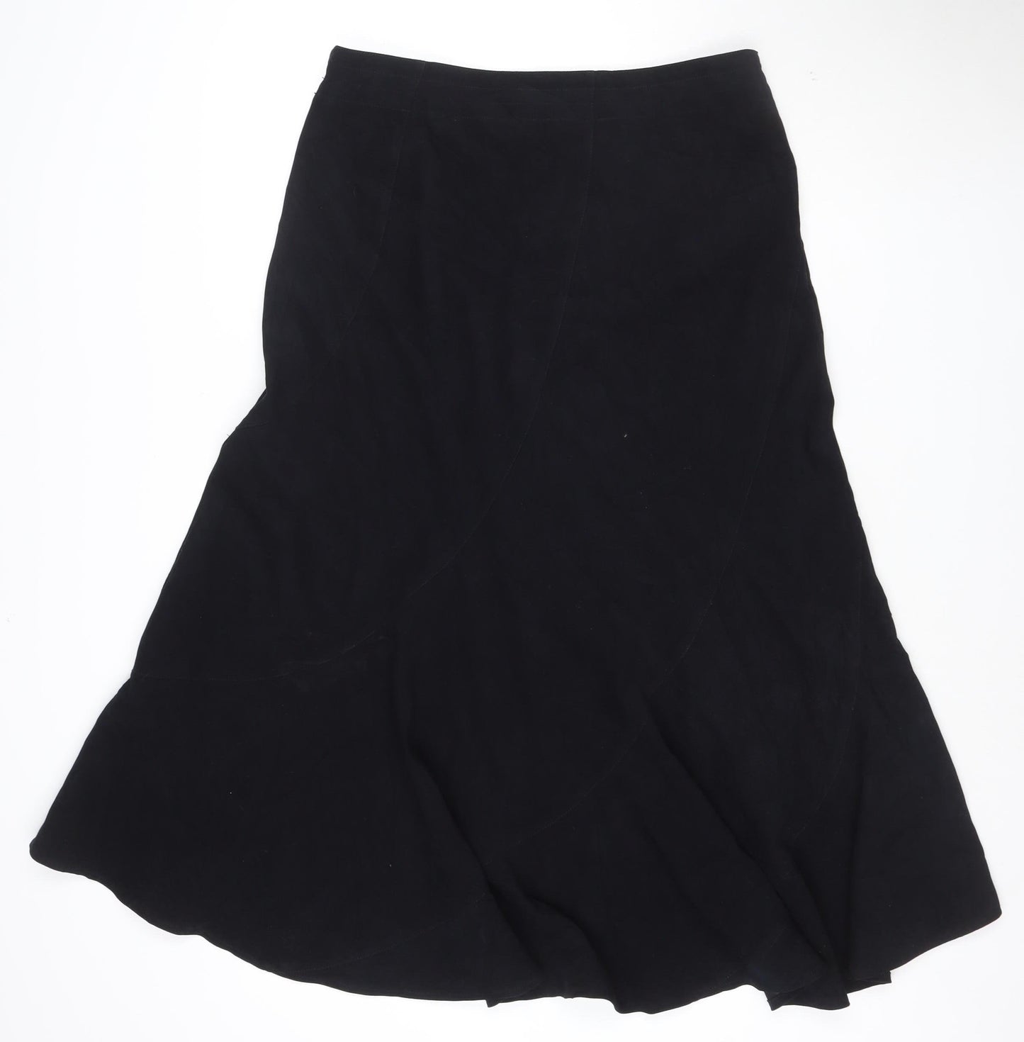 Next Women Black Flared Knee Length Skirt Size 14 Polyester Blend