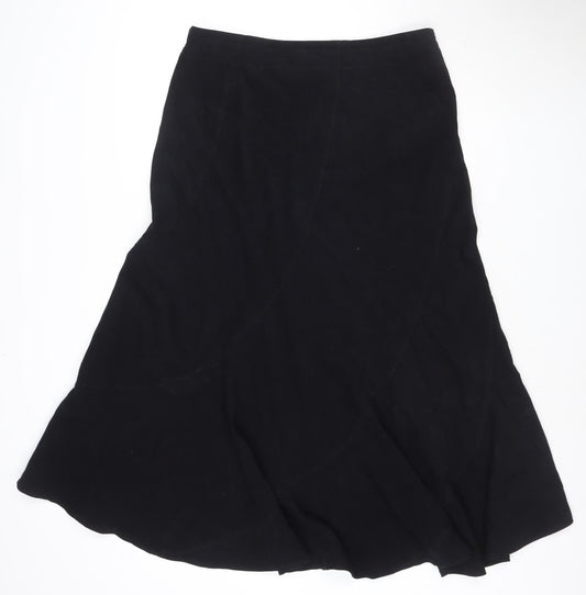 Next Women Black Flared Knee Length Skirt Size 14 Polyester Blend