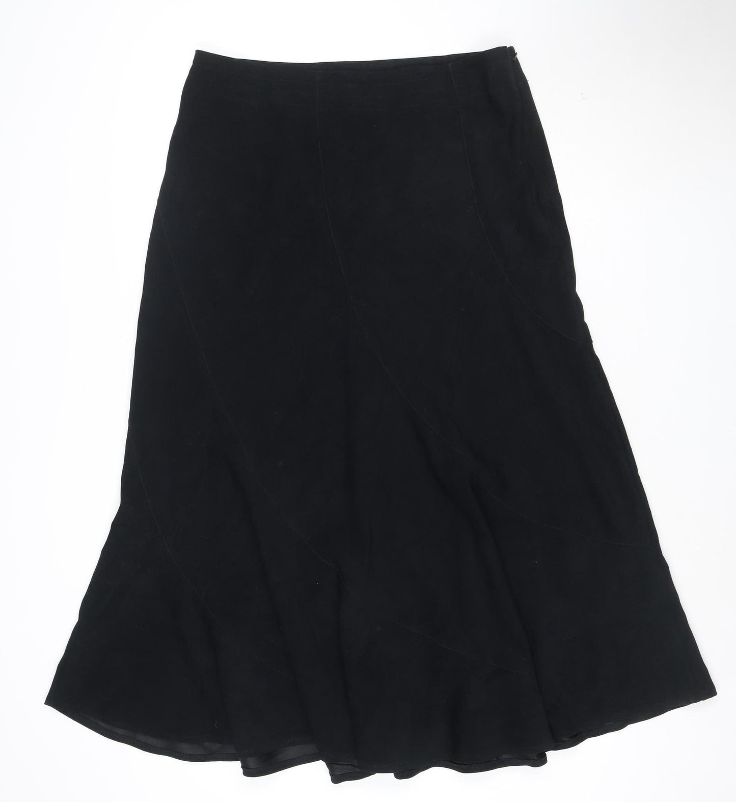 Next Women Black Flared Knee Length Skirt Size 14 Polyester Blend
