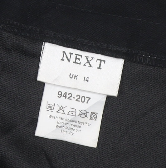 Next Women Black Flared Knee Length Skirt Size 14 Polyester Blend