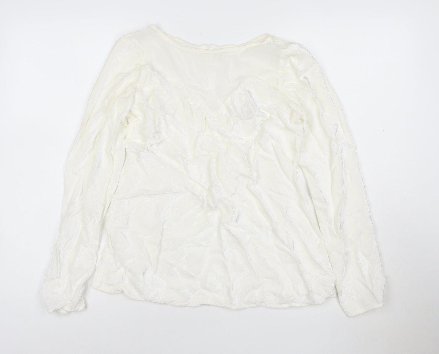 Ghost Women Ivory Viscose Long Sleeve V-Neck Blouse M