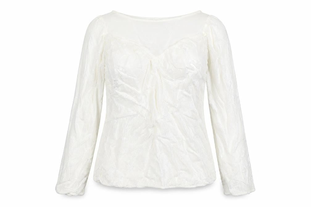 Ghost Women Ivory Viscose Long Sleeve V-Neck Blouse M