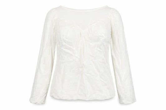 Ghost Women Ivory Viscose Long Sleeve V-Neck Blouse M