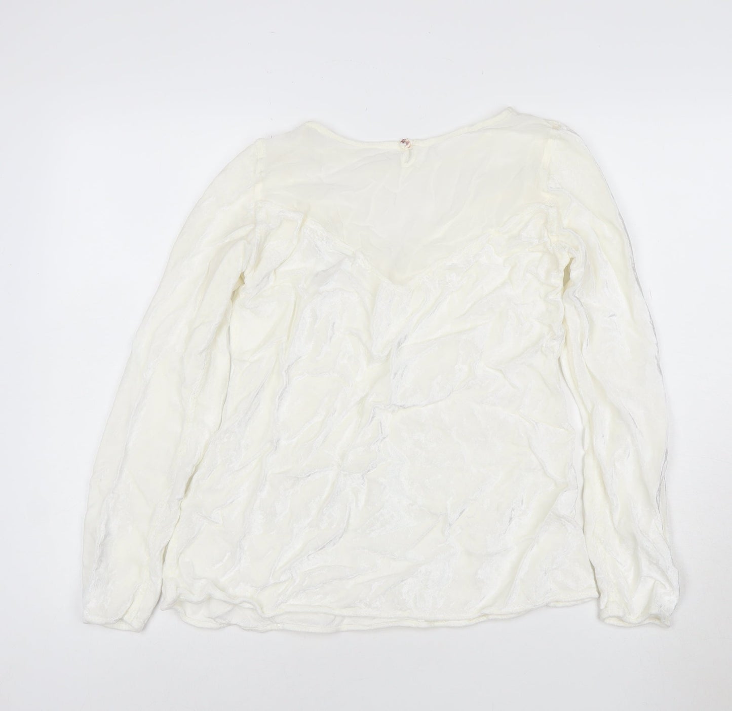 Ghost Women Ivory Viscose Long Sleeve V-Neck Blouse M
