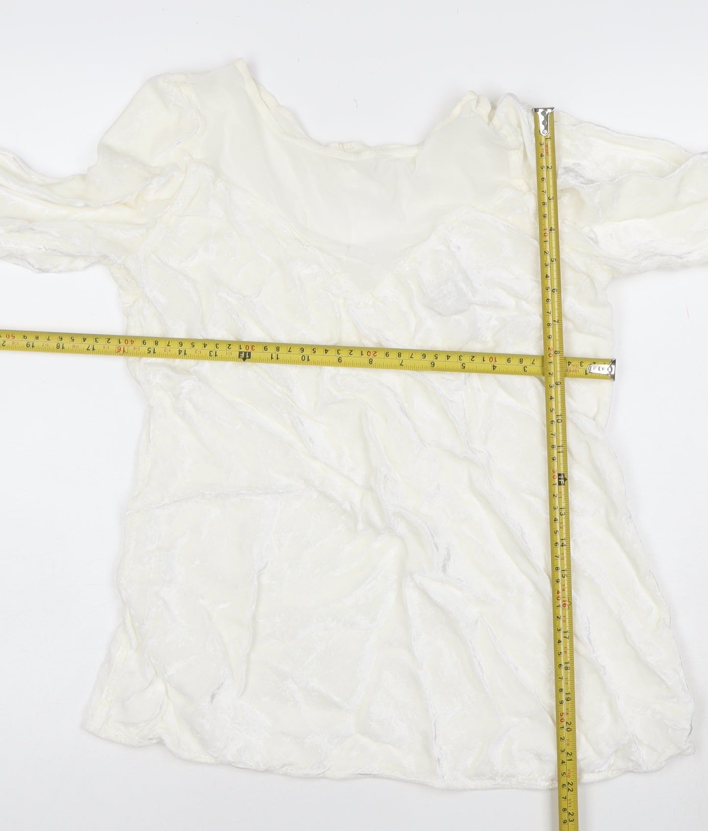 Ghost Women Ivory Viscose Long Sleeve V-Neck Blouse M