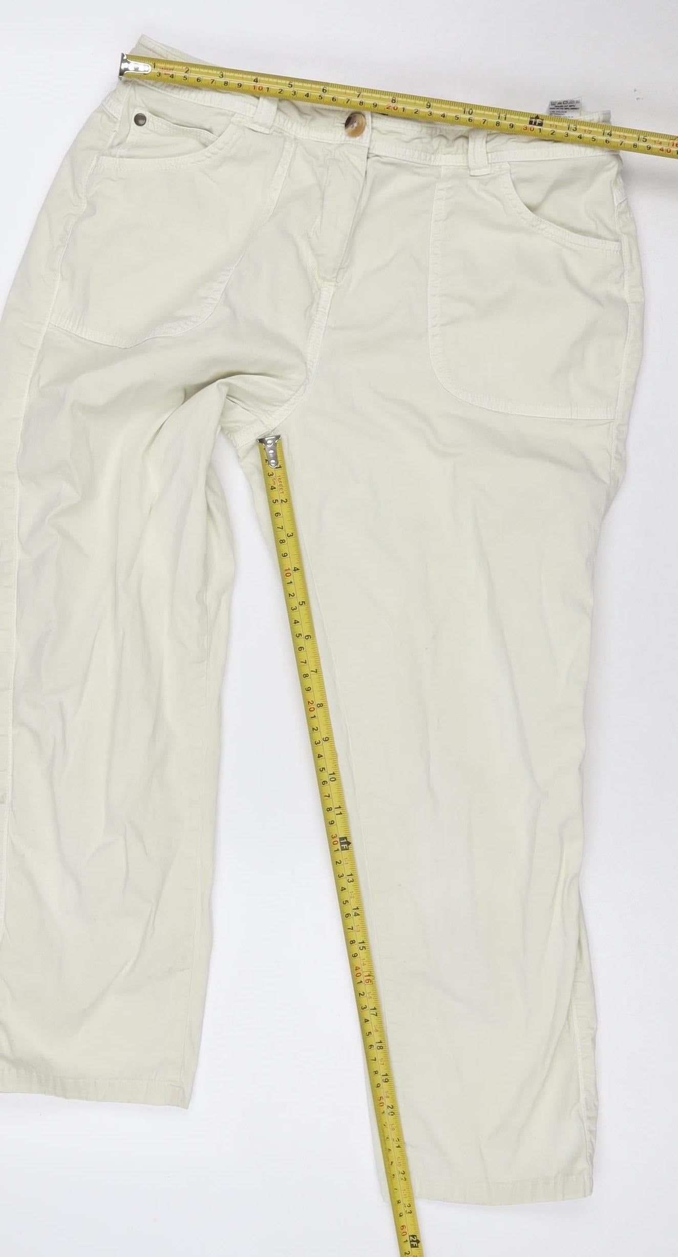 Marks and Spencer Womens Ivory Straight Jeans Size 12 Cotton Blend