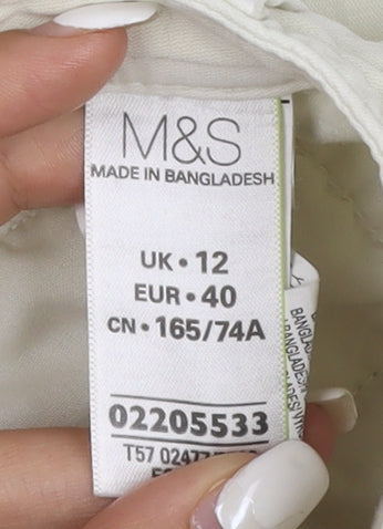 Marks and Spencer Womens Ivory Straight Jeans Size 12 Cotton Blend