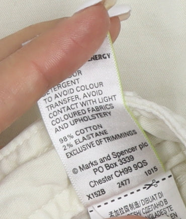 Marks and Spencer Womens Ivory Straight Jeans Size 12 Cotton Blend