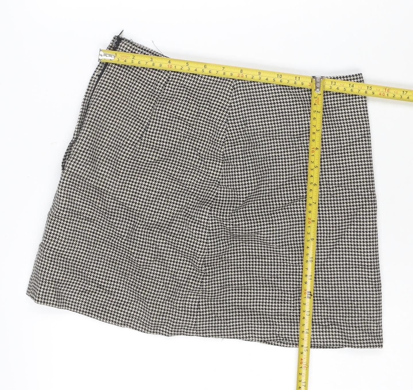 H&M Women’s Black Check Knee Length Pencil Skirt Size 10