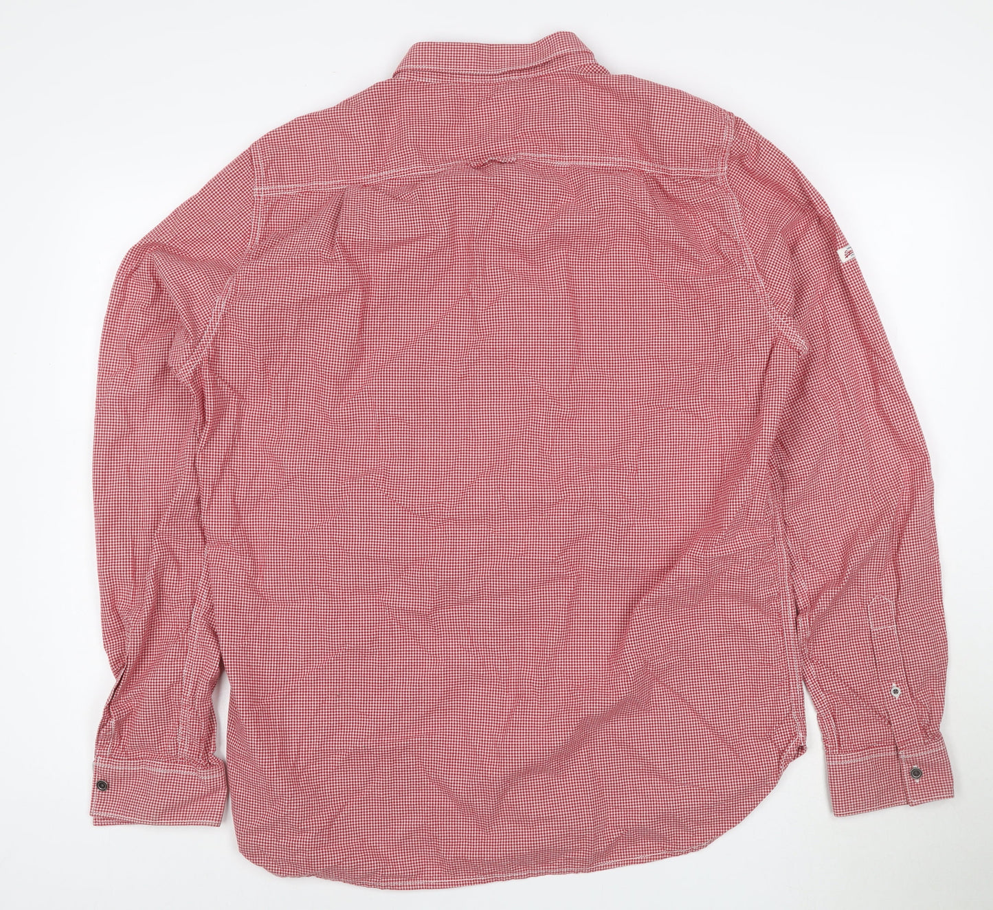 Superdry Men's Red Check Oxford Long Sleeve Cotton Shirt L
