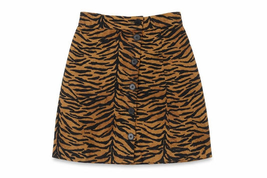 H&M Divided Women's Brown Animal Print Button A-Line Skirt Size 6