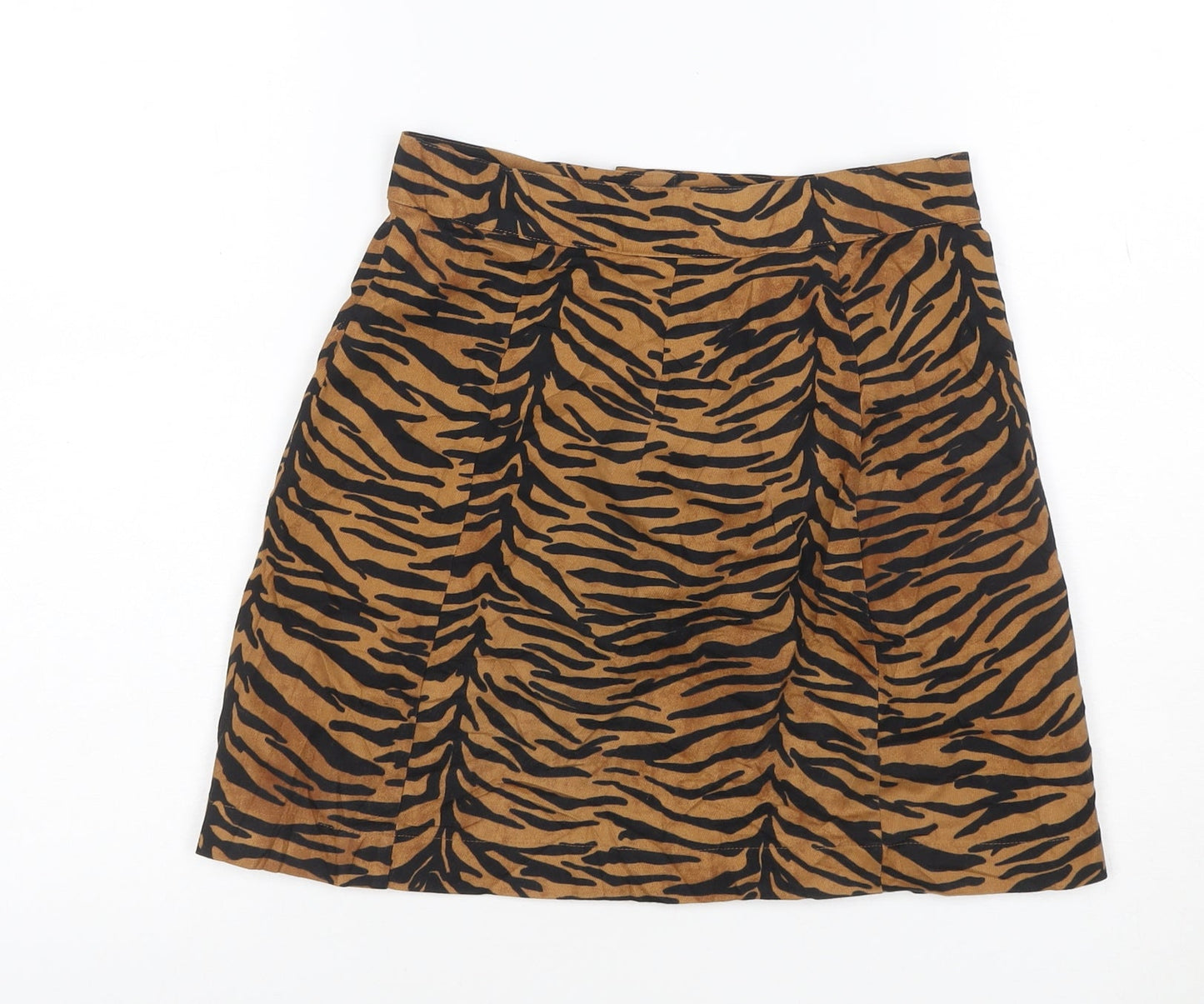 H&M Divided Women's Brown Animal Print Button A-Line Skirt Size 6
