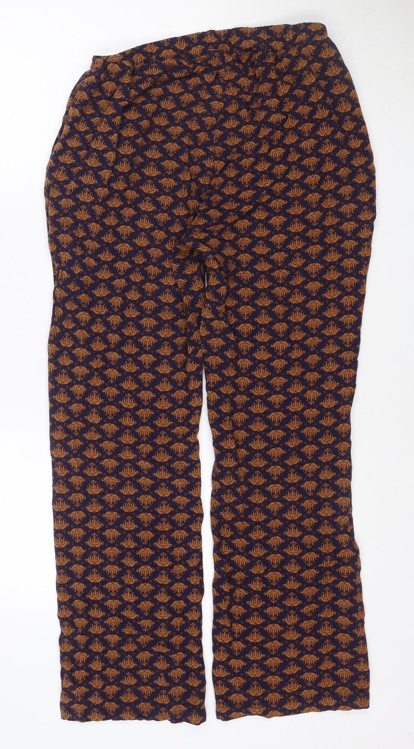 Cotton Traders Women Blue Brown Paisley Trousers Size 16 Viscose