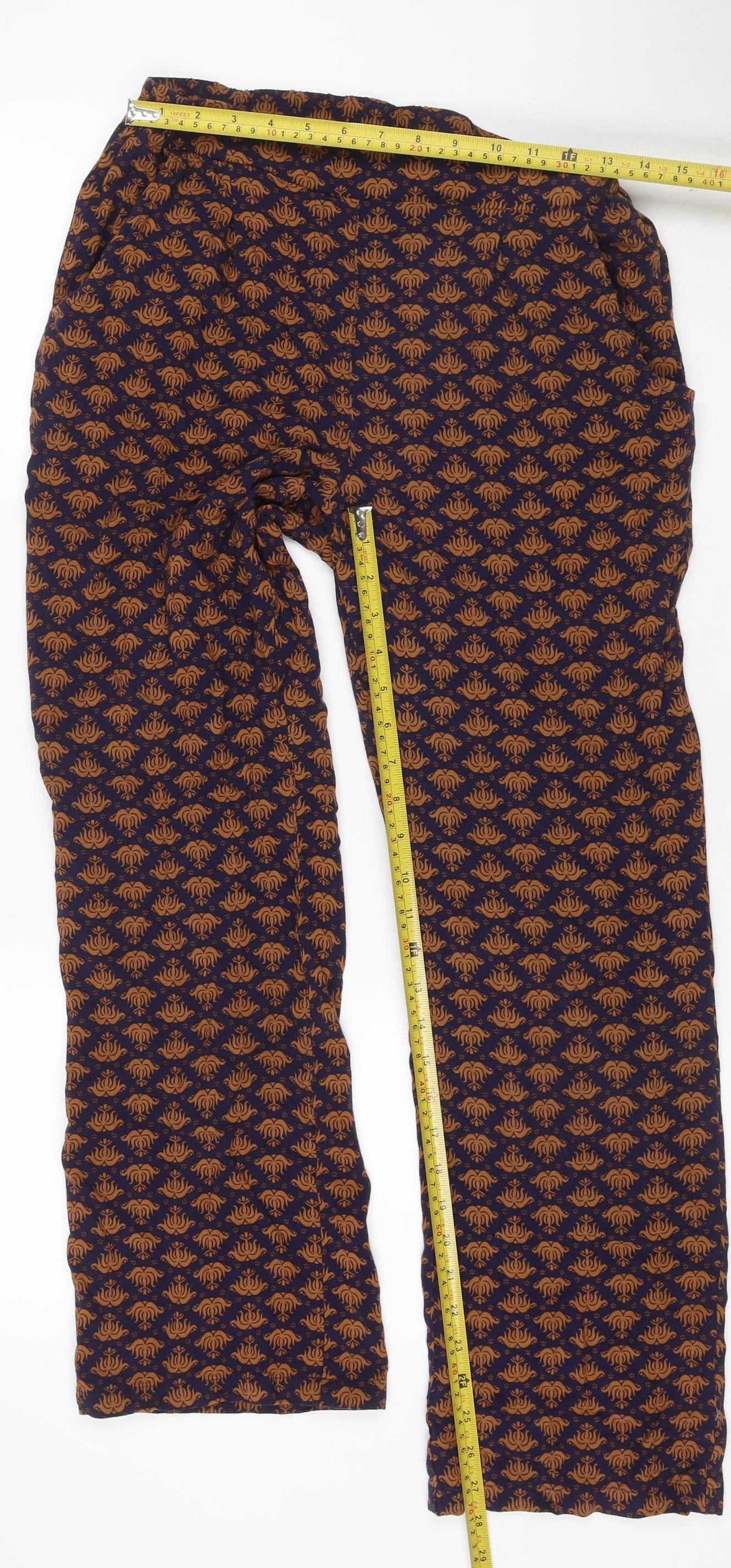 Cotton Traders Women Blue Brown Paisley Trousers Size 16 Viscose
