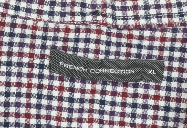 French Connection Men’s Multicoloured Check Button-Up Cotton Shirt XL