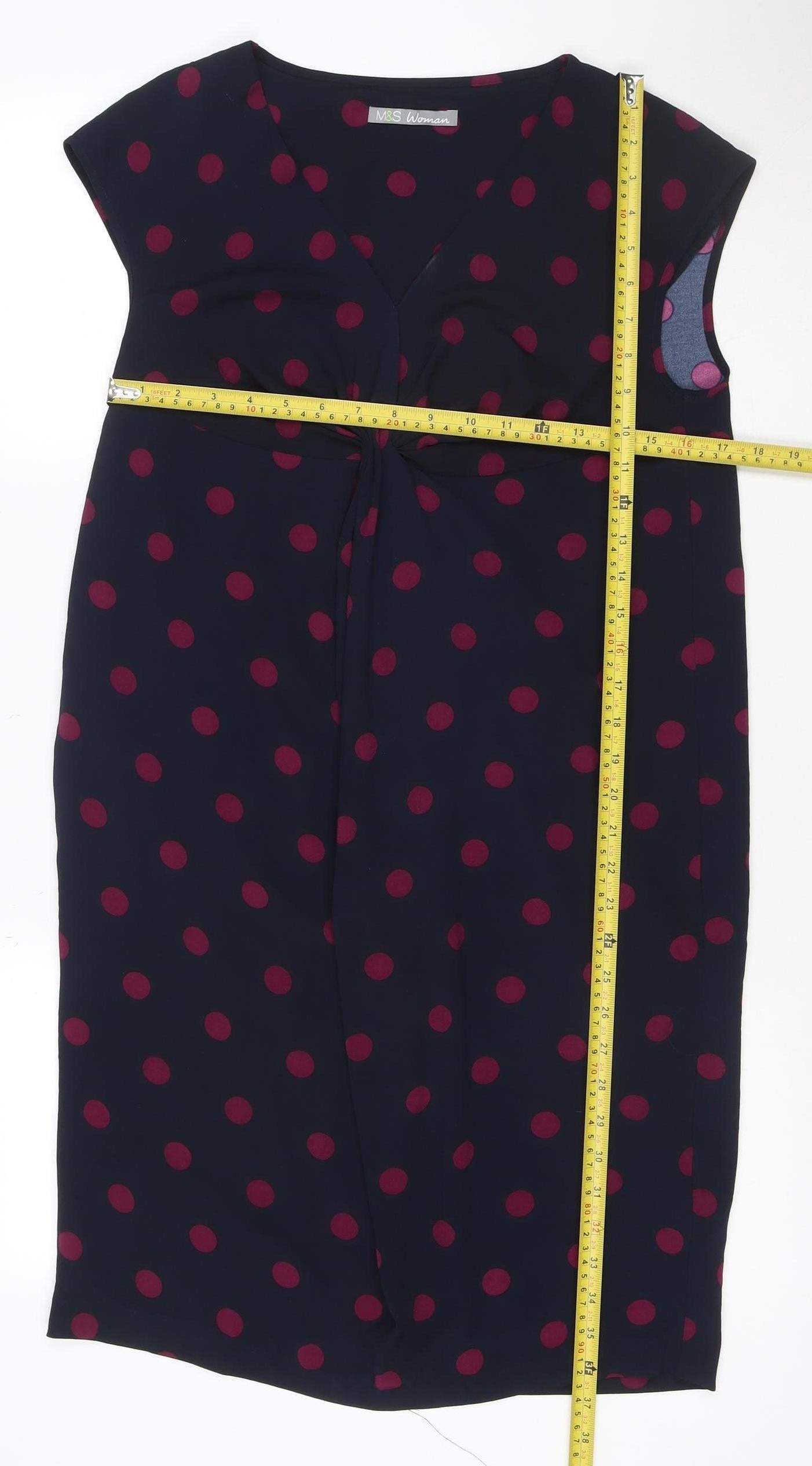 Marks and Spencer Women Blue Polka Dot Size 12 Sheath Dress