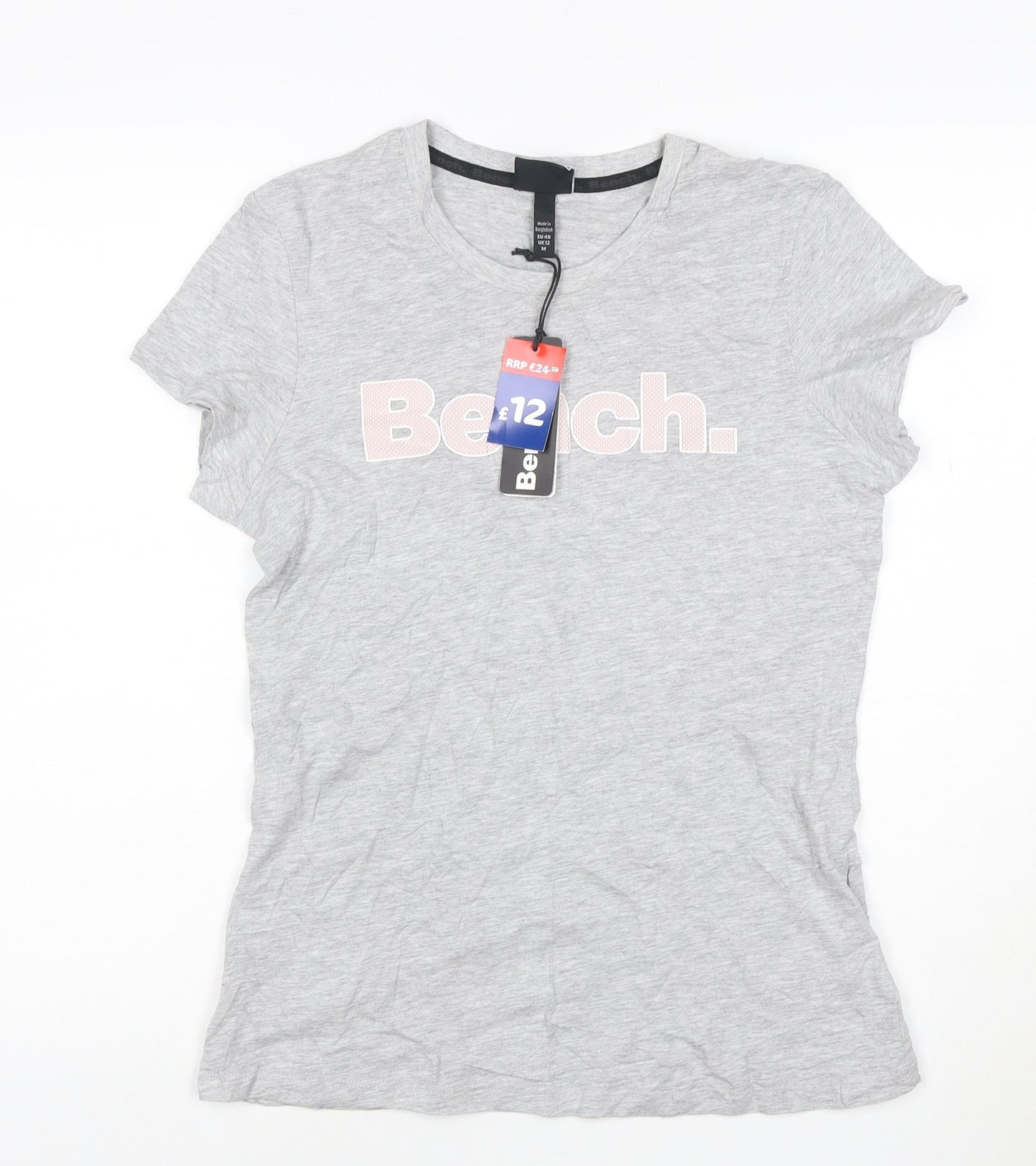 Bench Women Grey Basic Crew Neck T-Shirt Size 12