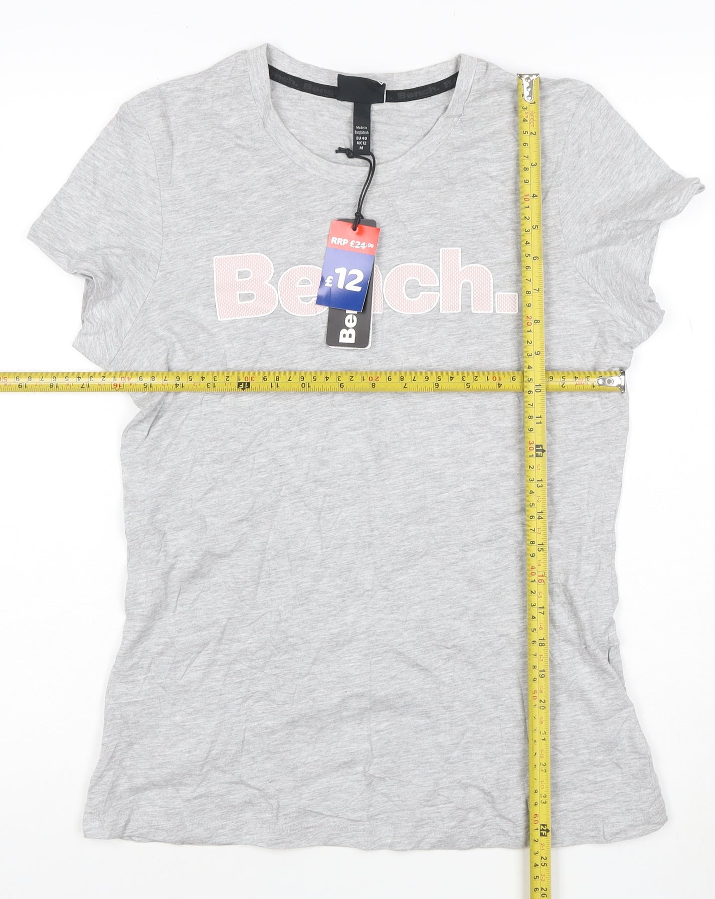 Bench Women Grey Basic Crew Neck T-Shirt Size 12