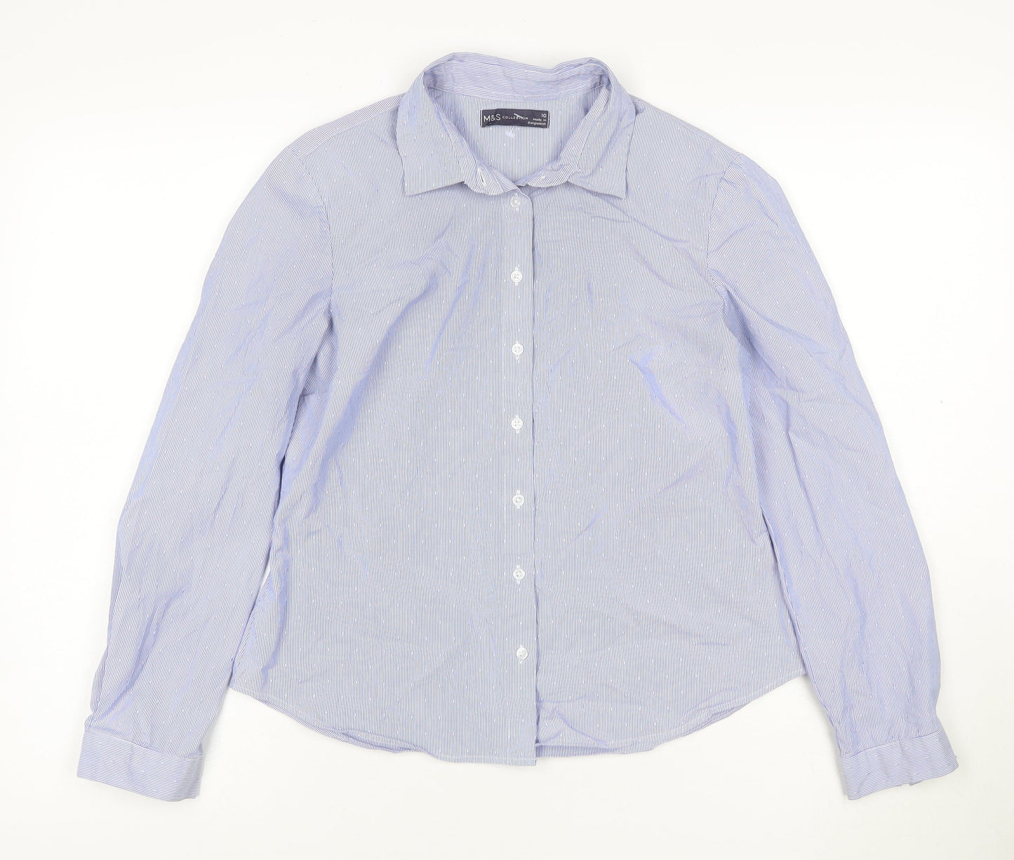 Marks and Spencer Women’s Blue Striped Long Sleeve Button-Up Shirt Size 10