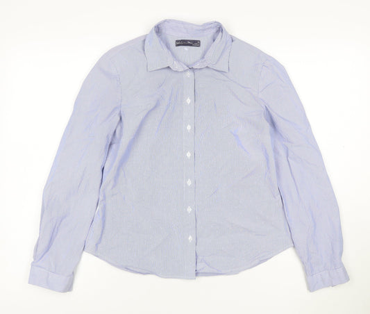 Marks and Spencer Women’s Blue Striped Long Sleeve Button-Up Shirt Size 10