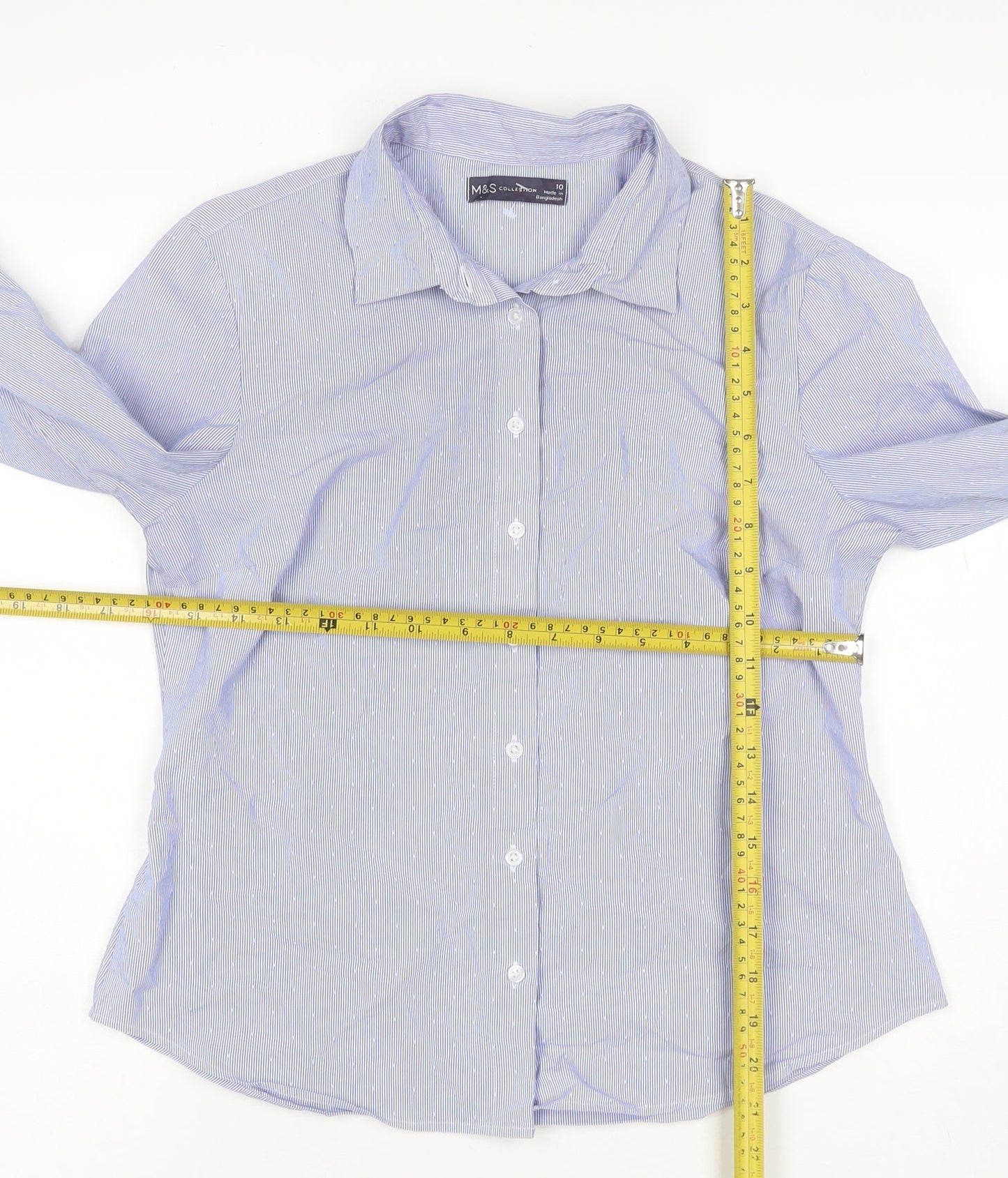Marks and Spencer Women’s Blue Striped Long Sleeve Button-Up Shirt Size 10