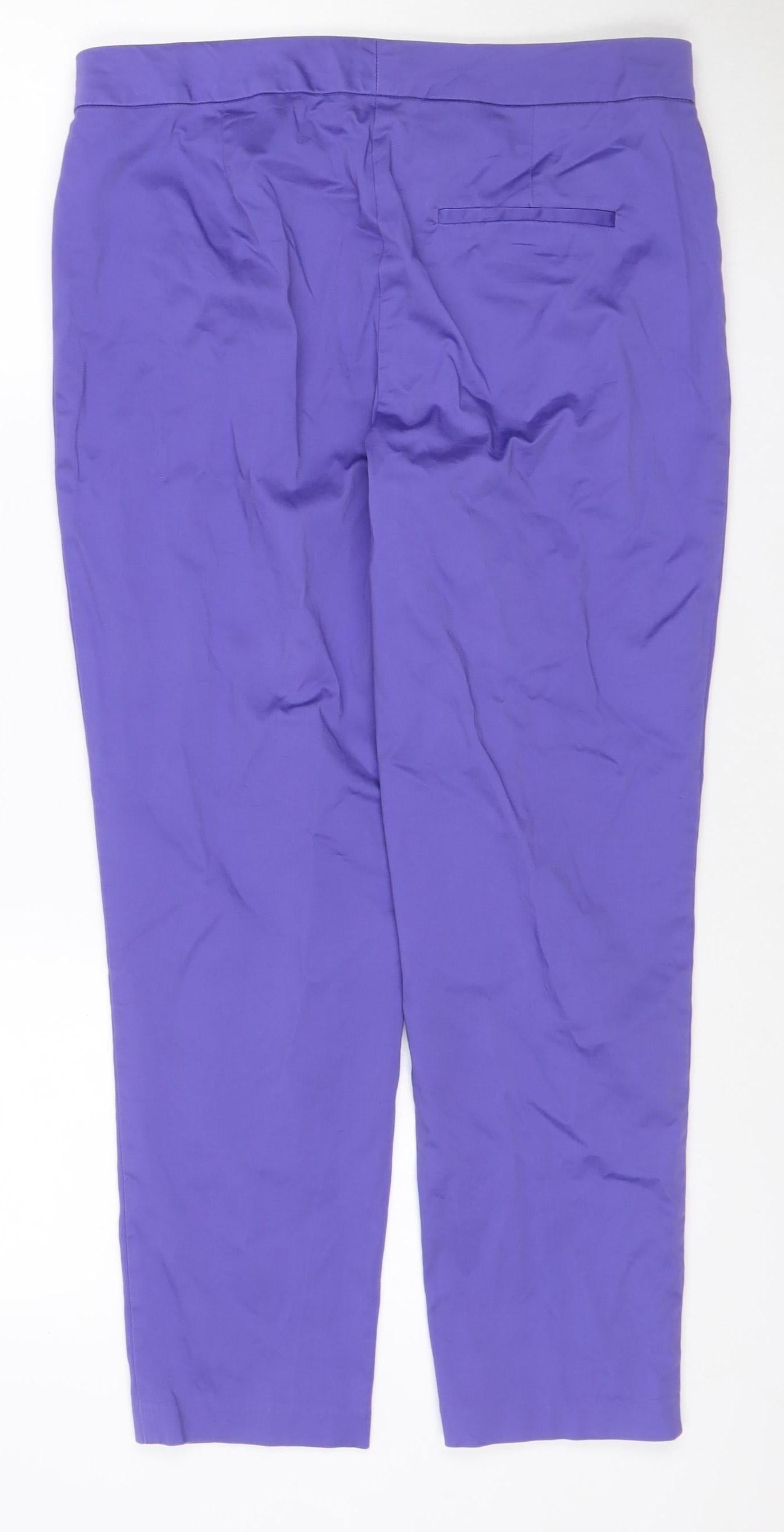 Marks and Spencer Women Purple Cotton Stretch Slim Trousers Size 12