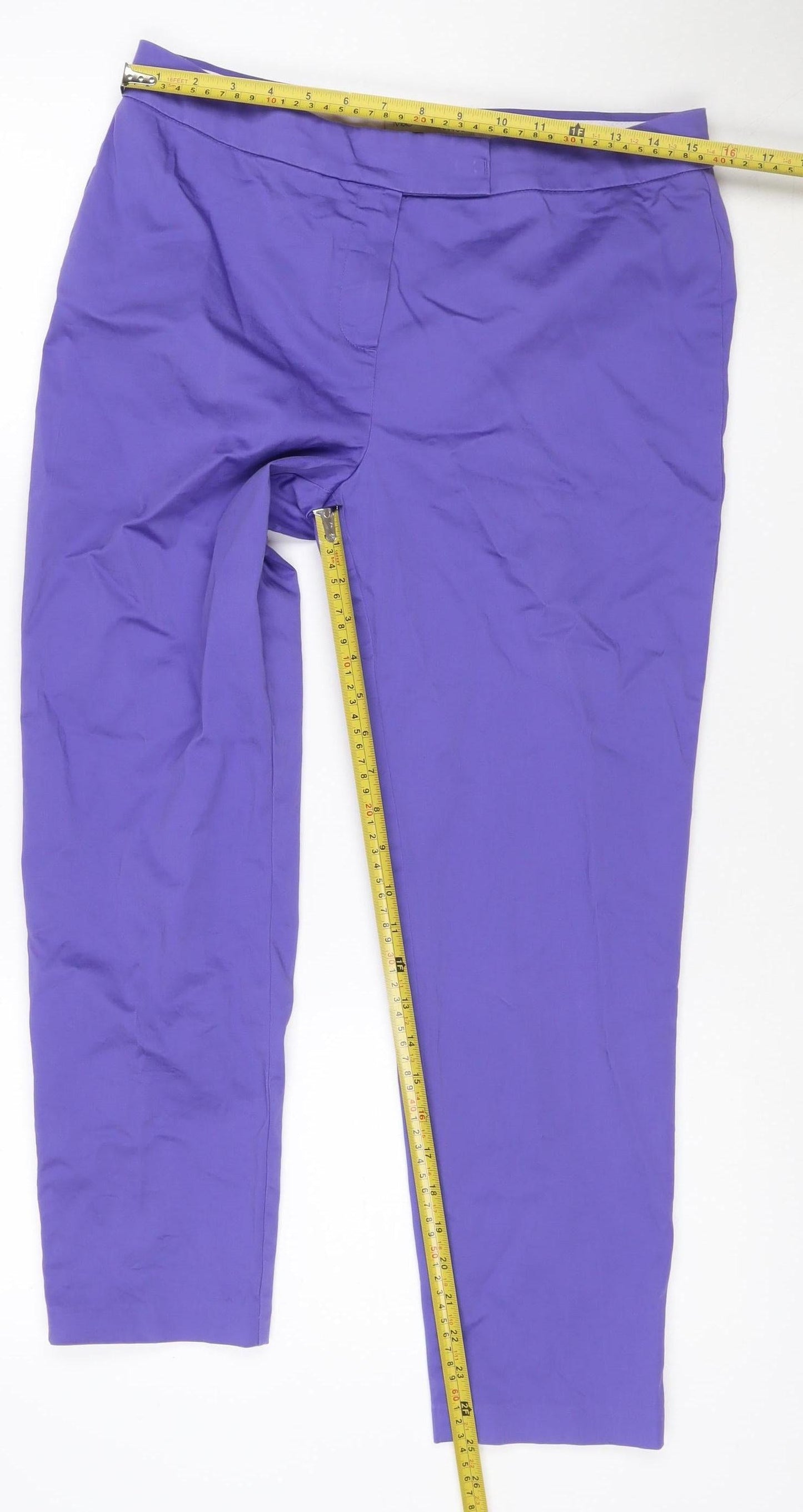 Marks and Spencer Women Purple Cotton Stretch Slim Trousers Size 12