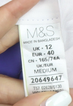 Marks and Spencer Women Purple Cotton Stretch Slim Trousers Size 12