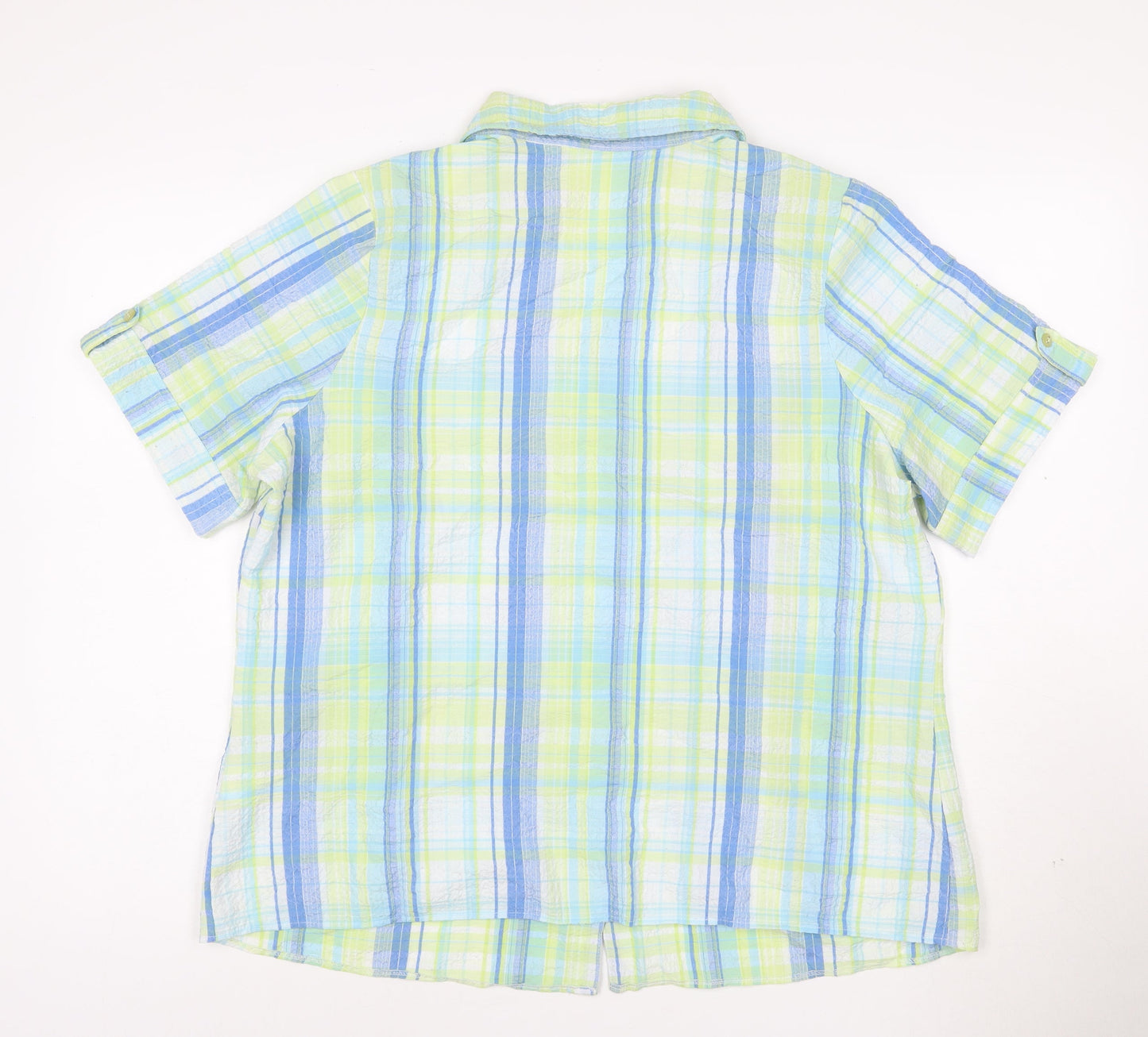 Marks and Spencer Women's Multicoloured Check Cotton Short Sleeve Button-Up Shirt Size 18