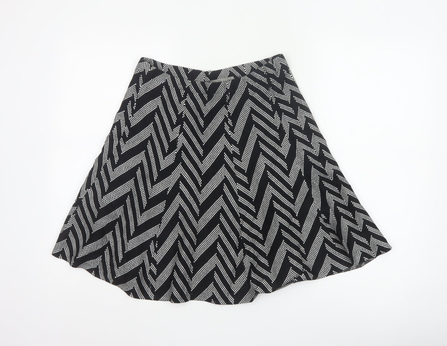 Oasis Women's Black A-Line Geometric Knit Skirt Size S