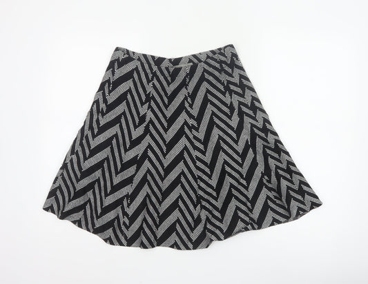 Oasis Women's Black A-Line Geometric Knit Skirt Size S