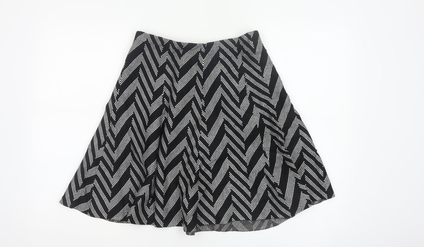 Oasis Women's Black A-Line Geometric Knit Skirt Size S