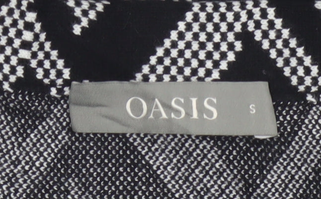 Oasis Women's Black A-Line Geometric Knit Skirt Size S