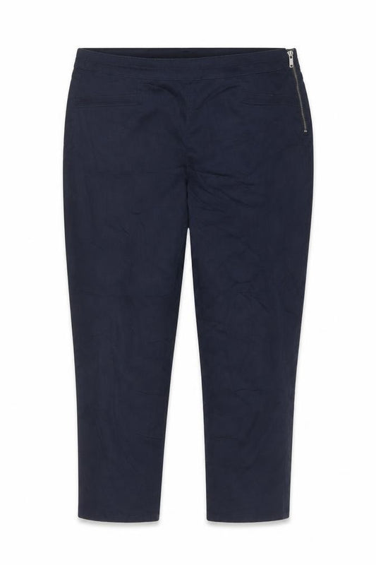 Wallis Womens Navy Blue Slim Trousers UK 16 Cotton Blend