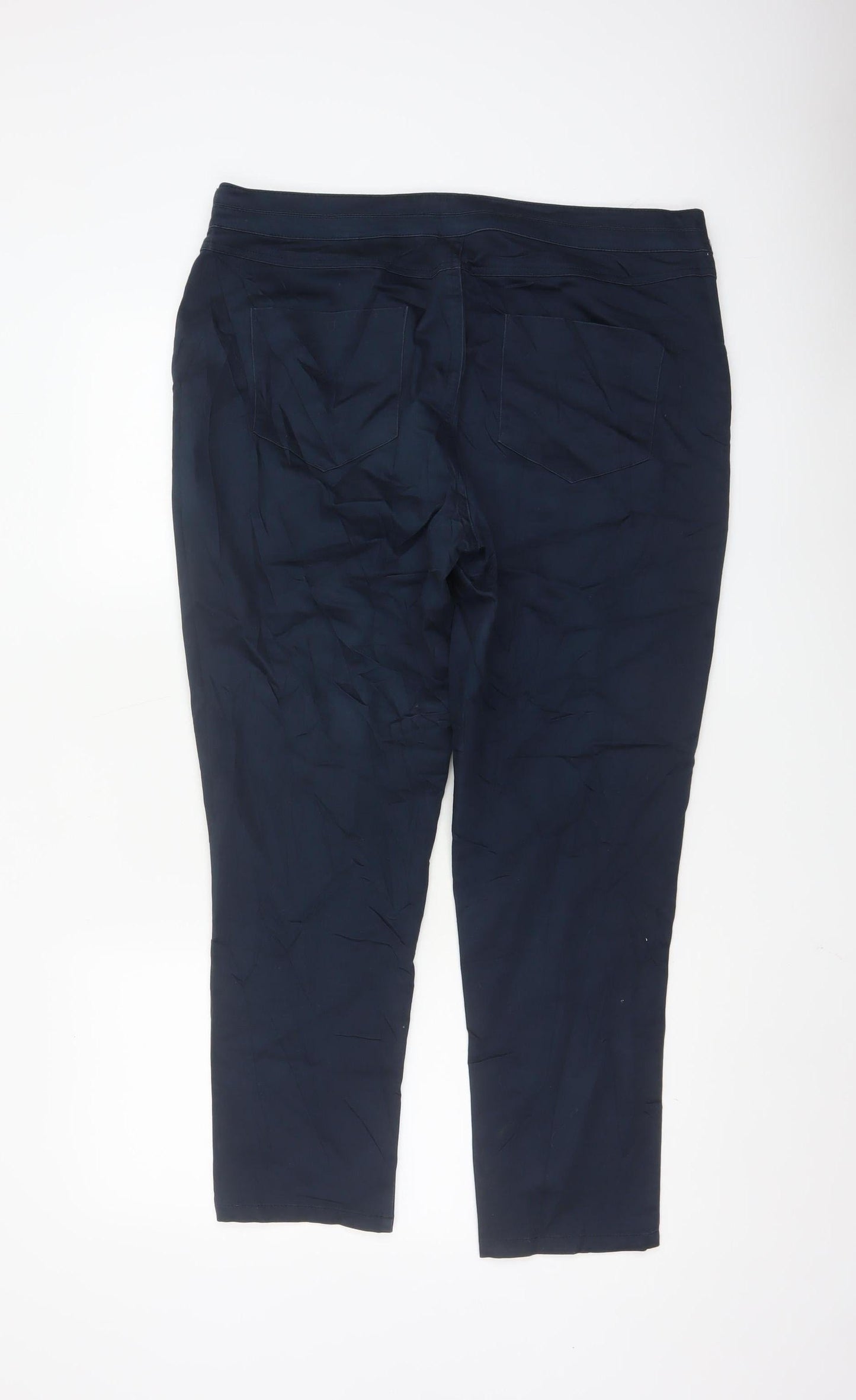 Wallis Womens Navy Blue Slim Trousers UK 16 Cotton Blend