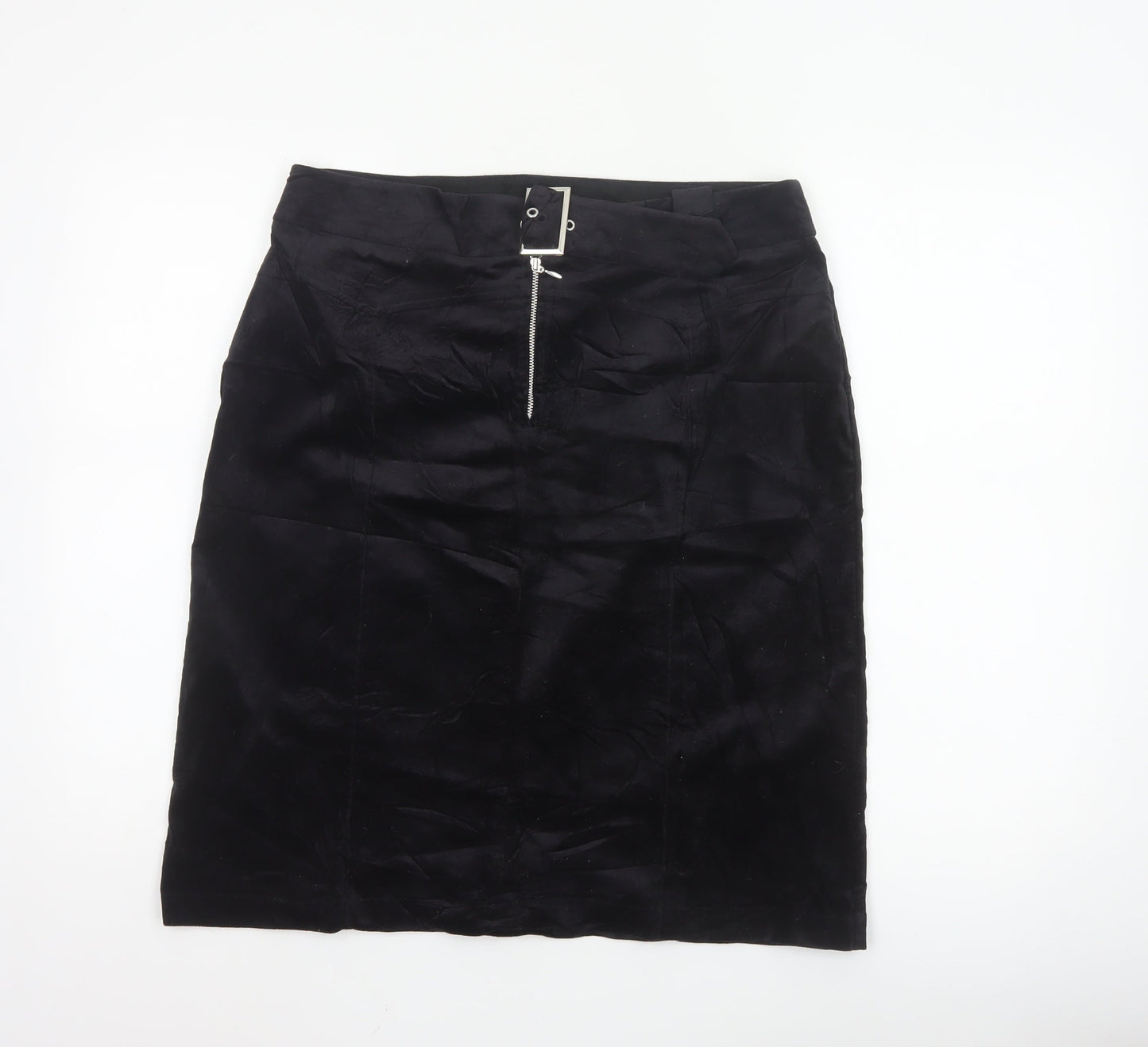 Next Women Black Knee Length Pencil Skirt UK 14 Cotton Stretch