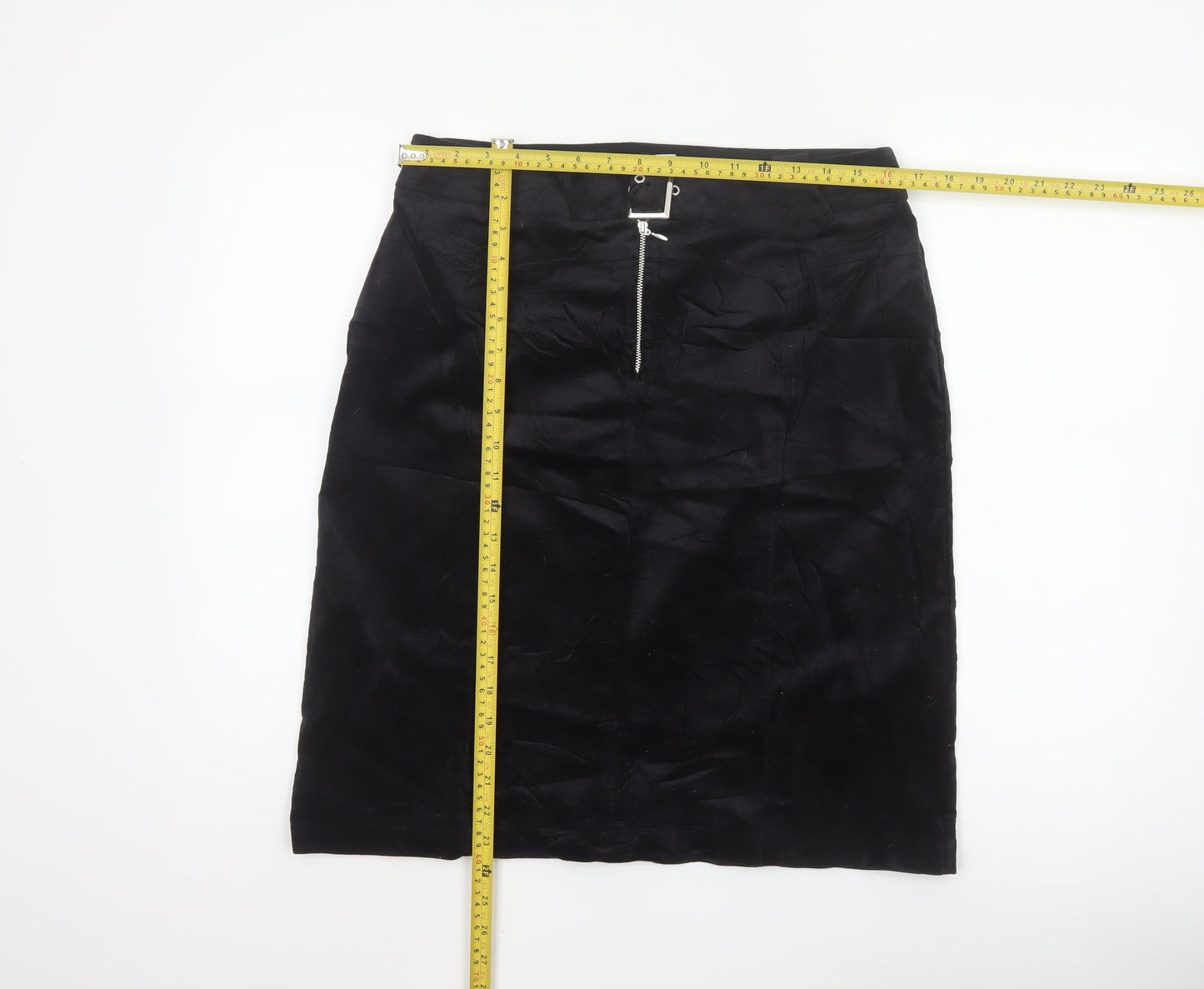 Next Women Black Knee Length Pencil Skirt UK 14 Cotton Stretch