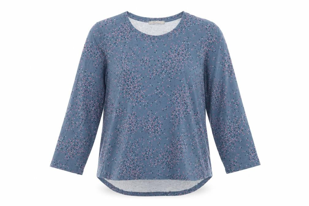 Regatta Petites Blue Floral Cotton 3/4 Sleeve Women's T-Shirt Size 10