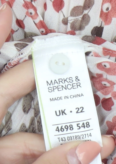 Marks and Spencer Womens Multicoloured Floral Sleeveless Tunic Blouse UK 22