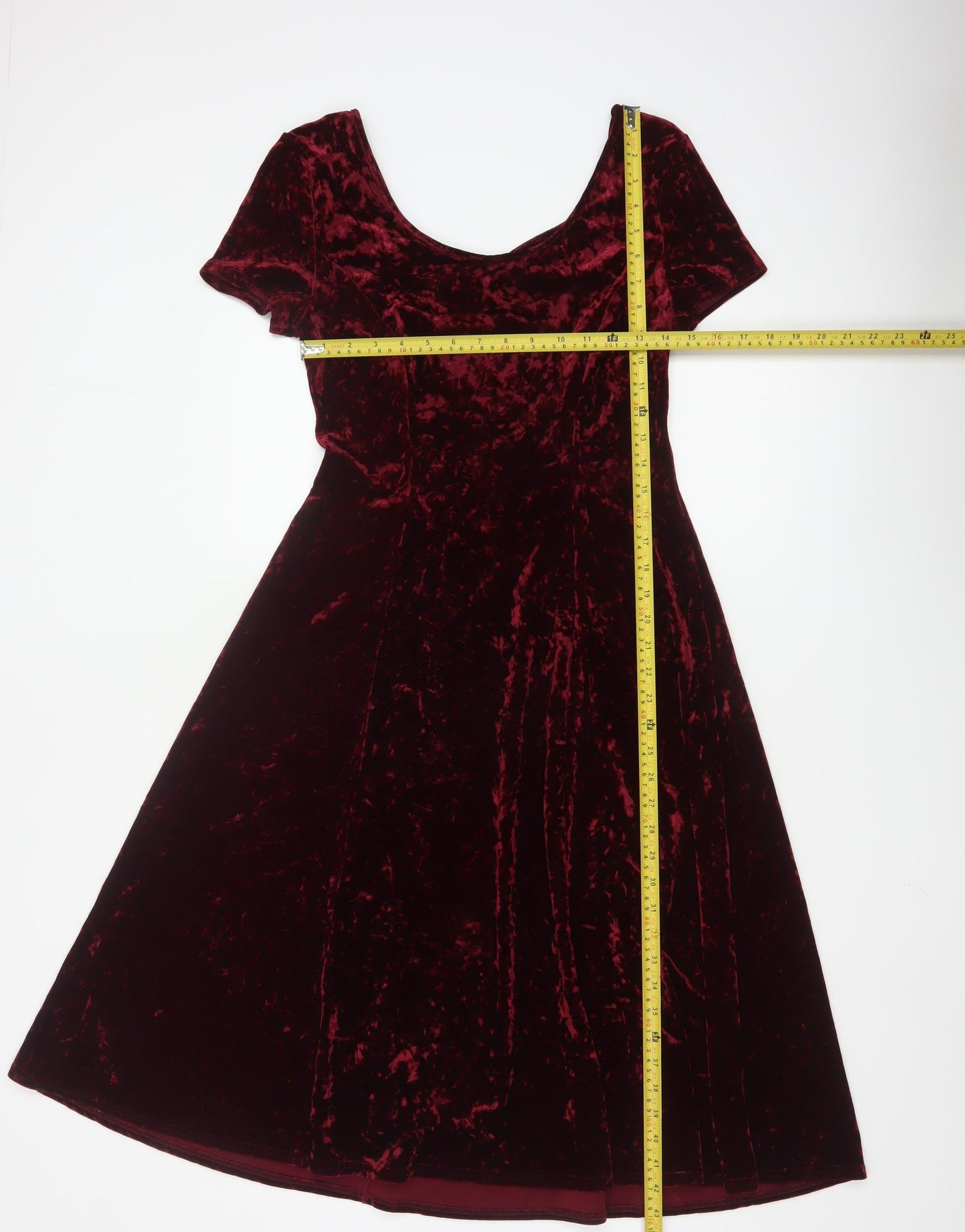 Marks and Spencer Women Red Velvet A-Line Dress Size 14