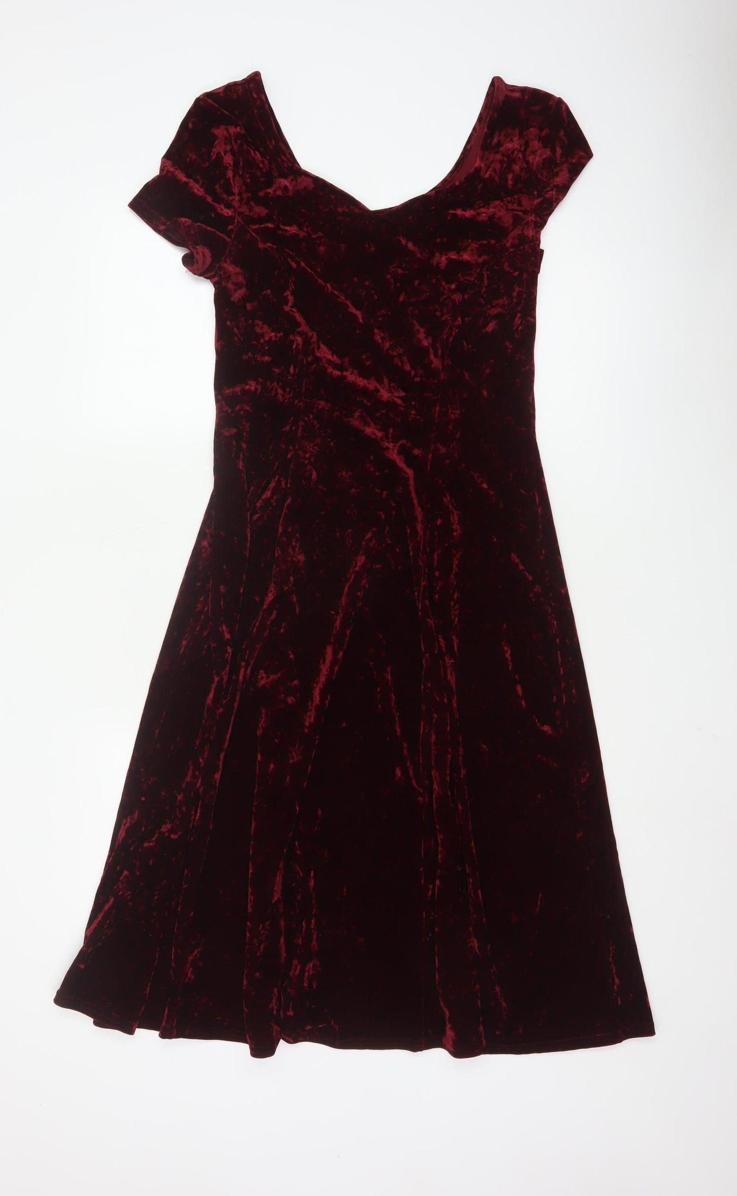 Marks and Spencer Women Red Velvet A-Line Dress Size 14