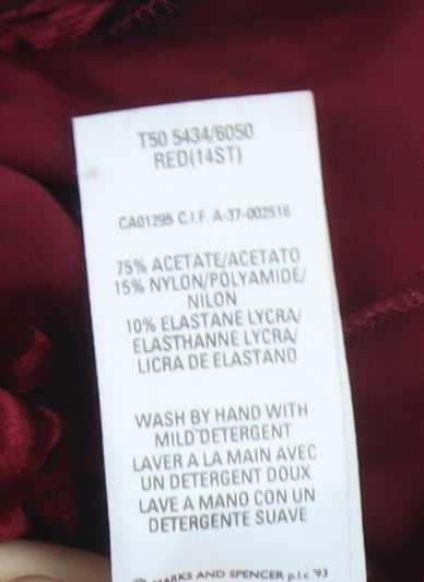 Marks and Spencer Women Red Velvet A-Line Dress Size 14