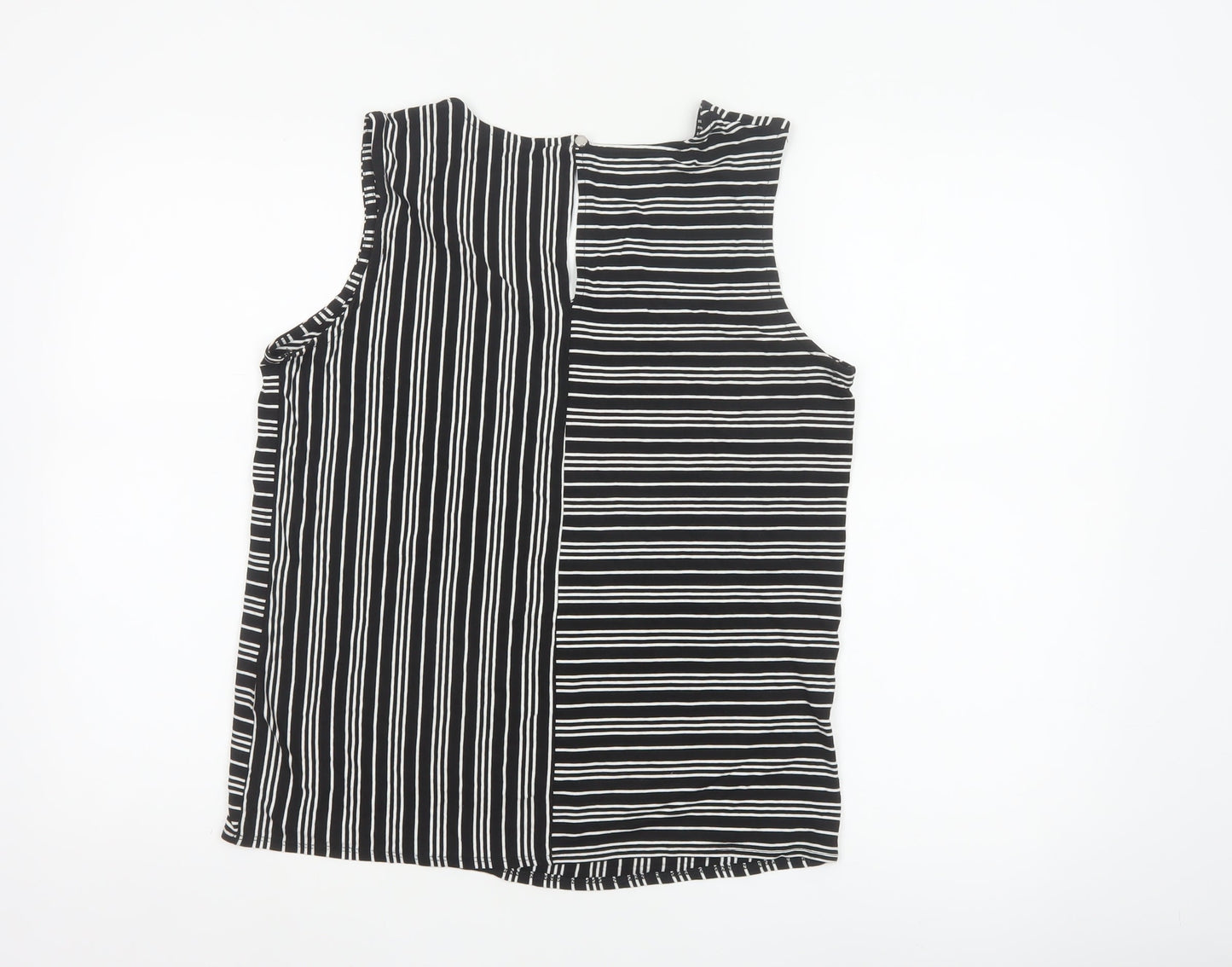 Roman Women’s Black Striped Sleeveless Jersey Tank Top Size 12