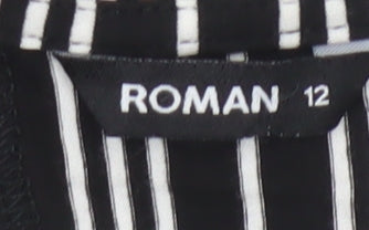 Roman Women’s Black Striped Sleeveless Jersey Tank Top Size 12