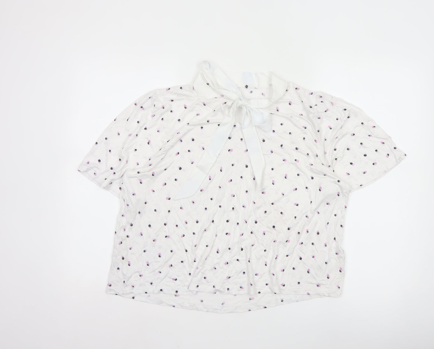 Marks and Spencer Ivory Polka Dot Bow Neck Women’s Blouse Size 20